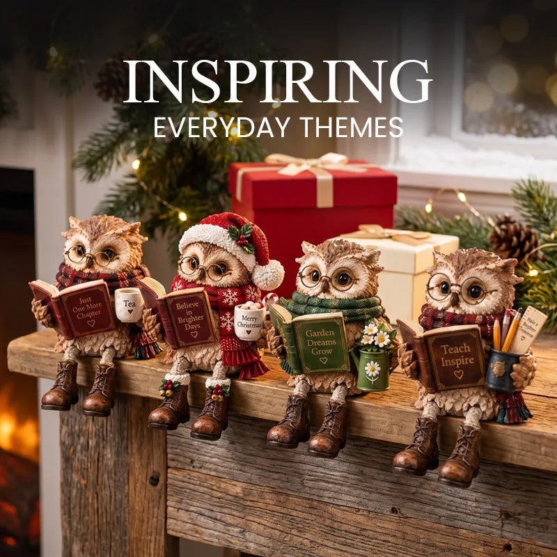 🔥 Last Day 50% OFF✨-🦉Heartwarming Reading Owl Figurine for Cozy Book Lover Decor 📚