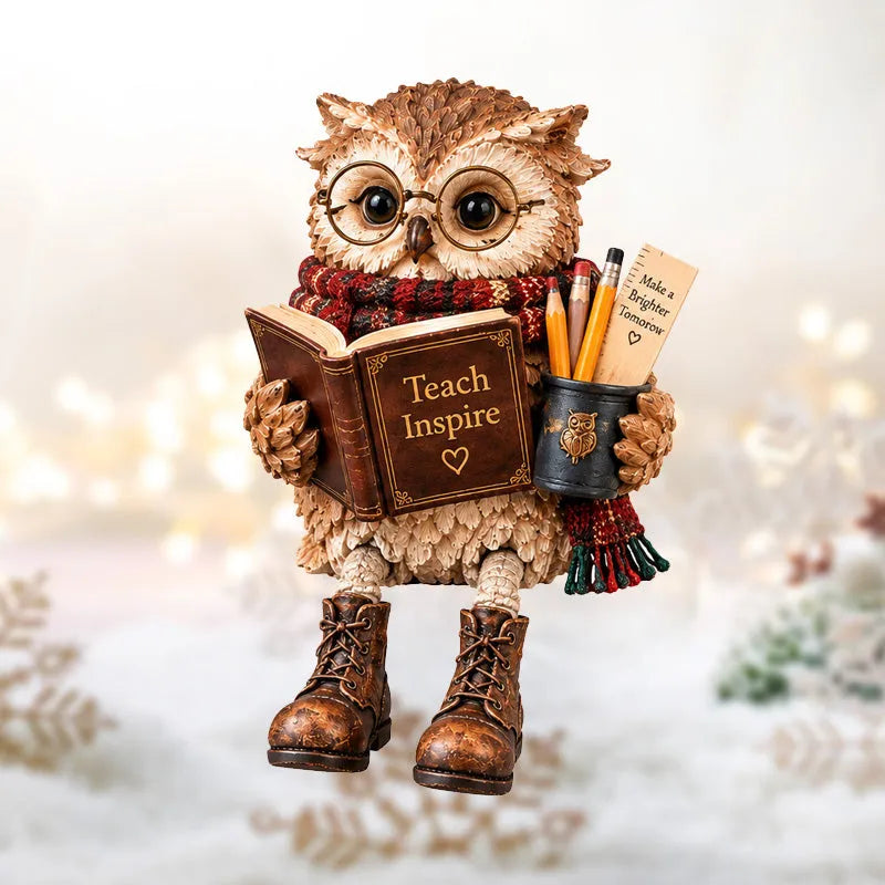 🔥 Last Day 50% OFF✨-🦉Heartwarming Reading Owl Figurine for Cozy Book Lover Decor 📚