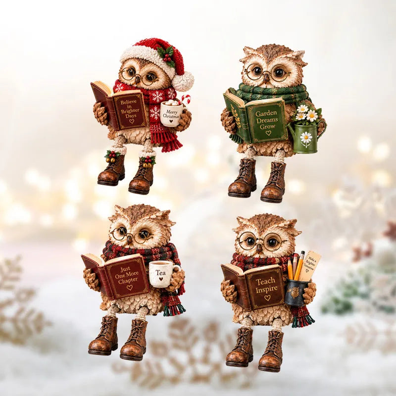 🔥 Last Day 50% OFF✨-🦉Heartwarming Reading Owl Figurine for Cozy Book Lover Decor 📚
