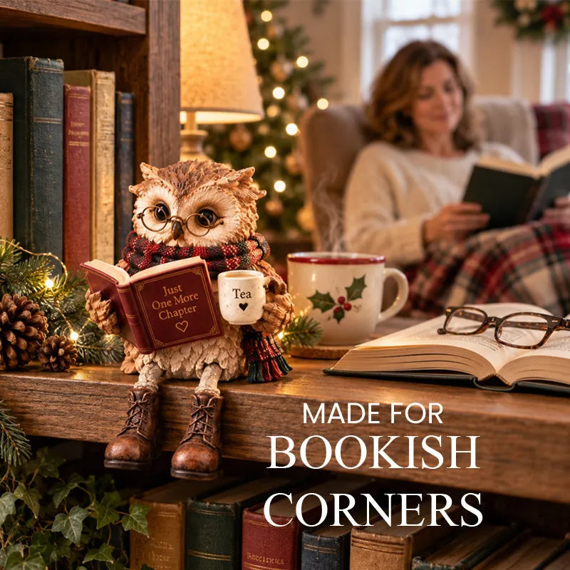 🔥 Last Day 50% OFF✨-🦉Heartwarming Reading Owl Figurine for Cozy Book Lover Decor 📚