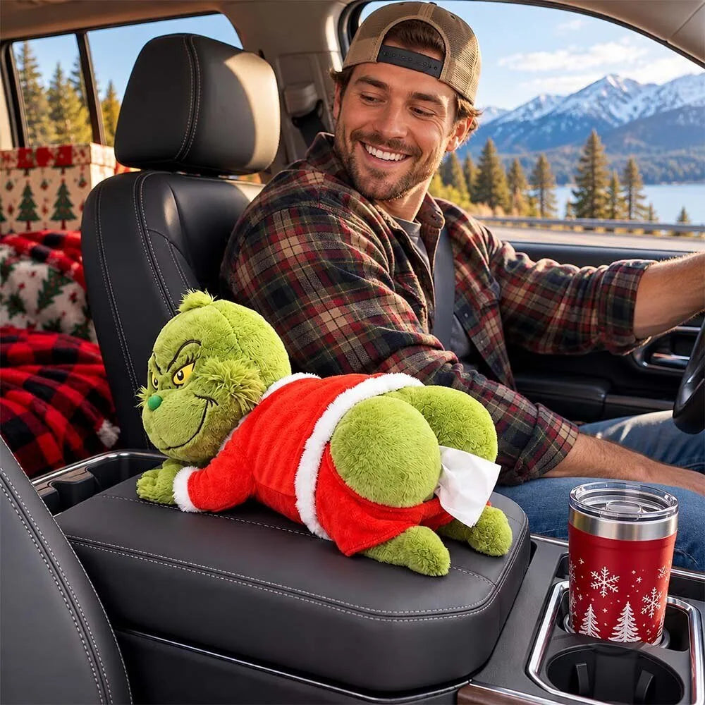 2026 Christmas Grinch Butt Plush Car Tissue Holder Novelty Tissue Box Cover