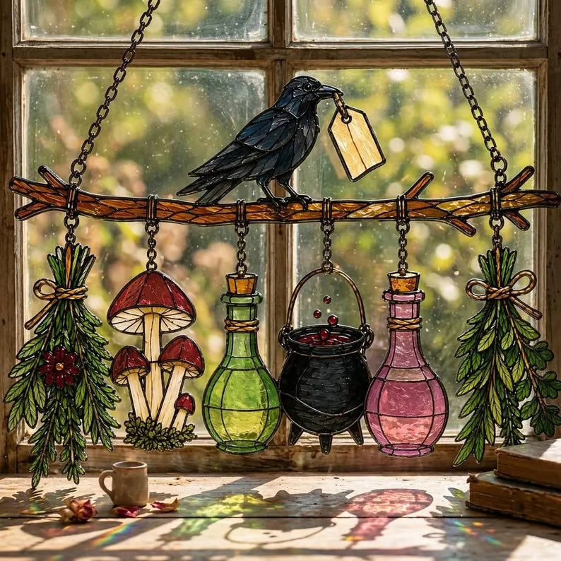 🔥 Last Day 50% OFF✨-🐦Gothic Raven Suncatcher for Magical Windows ⭐