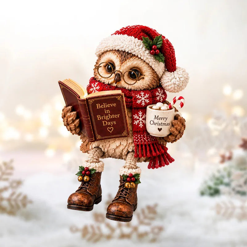🔥 Last Day 50% OFF✨-🦉Heartwarming Reading Owl Figurine for Cozy Book Lover Decor 📚