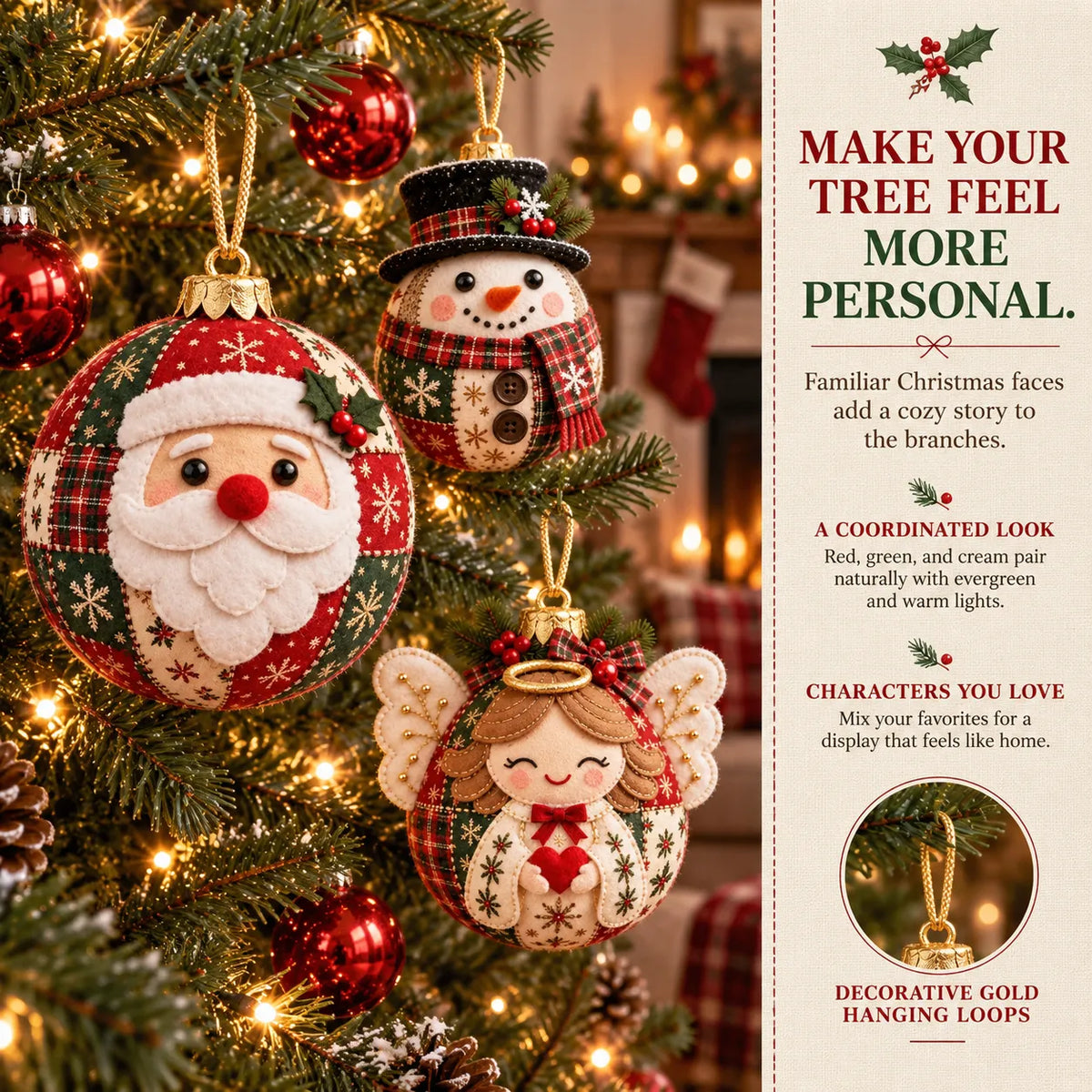 🎄 50% OFF – DIY Patchwork Christmas Ornament Kit – Cozy Handmade Holiday Decor ✨