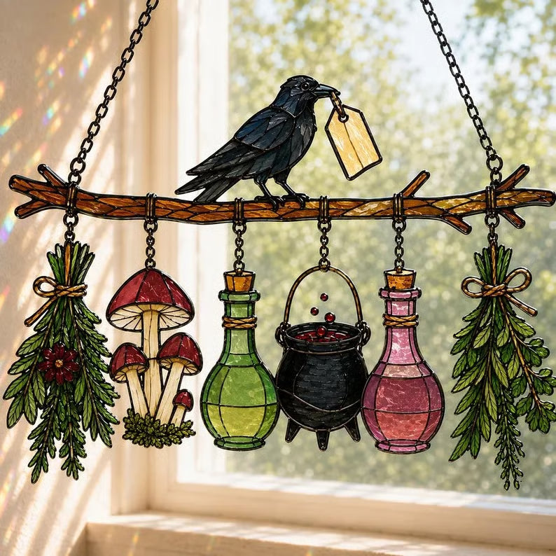 🔥 Last Day 50% OFF✨-🐦Gothic Raven Suncatcher for Magical Windows ⭐