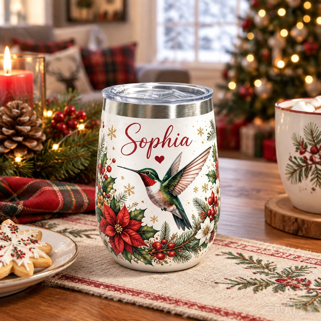 đ
Custom Name Christmas Wine Tumbler đ 2 Festive Animal Designs