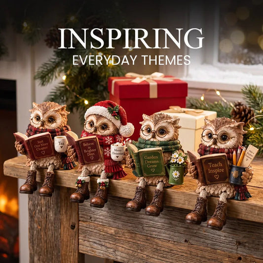 🔥 Last Day 50% OFF✨-🦉Heartwarming Reading Owl Figurine for Cozy Book Lover Decor 📚