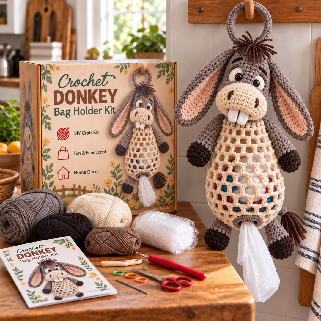 ⏰Last day Promotion 🔥-Crochet Animal Bag Holder DIY Kit – Cute & Functional Hanging Storage Craft Kit