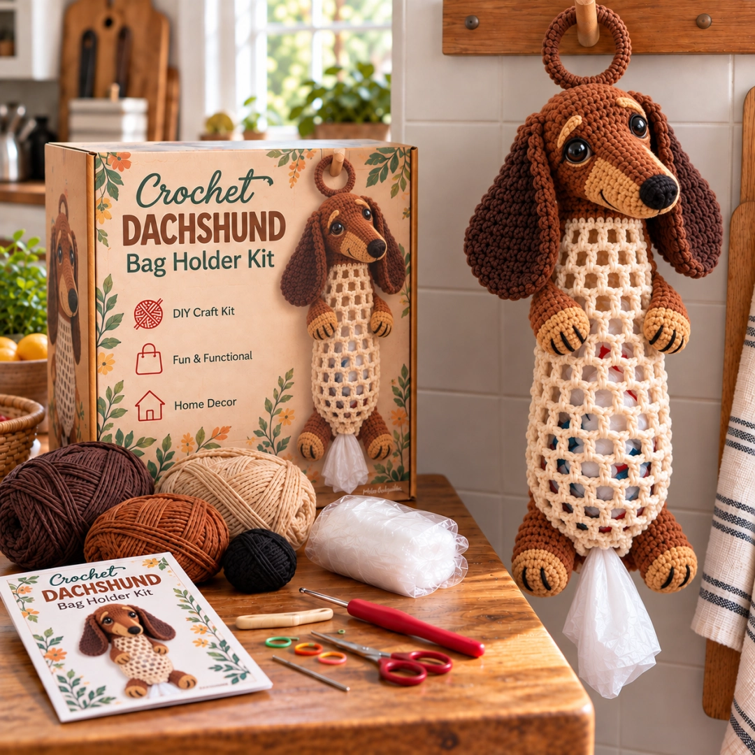 ⏰Last day Promotion 🔥-Crochet Animal Bag Holder DIY Kit – Cute & Functional Hanging Storage Craft Kit