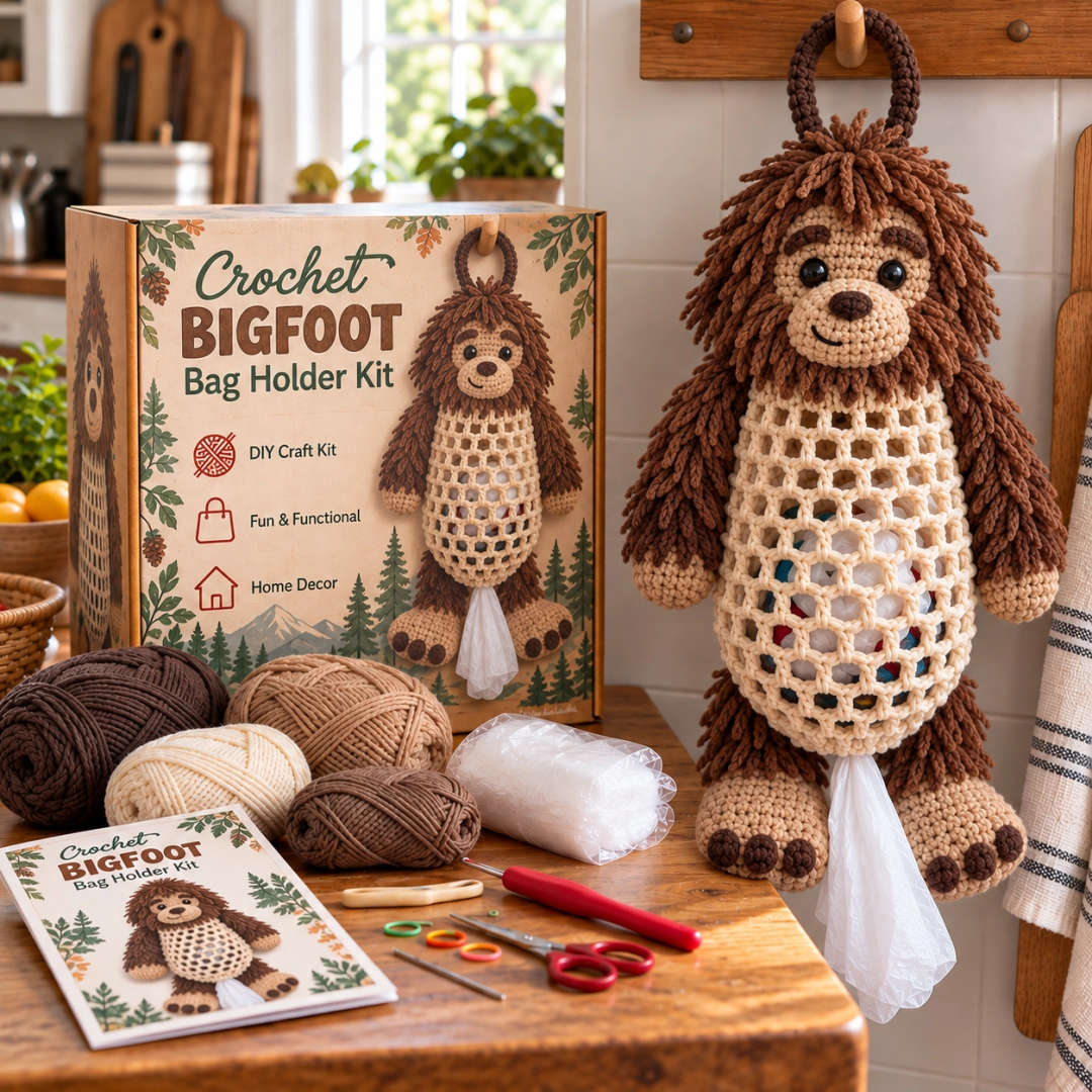 ⏰Last day Promotion 🔥-Crochet Animal Bag Holder DIY Kit – Cute & Functional Hanging Storage Craft Kit