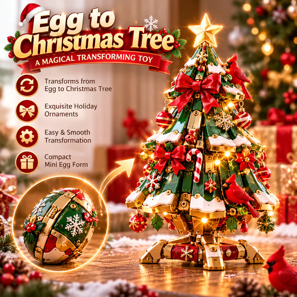 🔥 LAST DAY 49% OFF 🔥 Egg-to-Christmas Tree Magical Transforming Toy – Cardinal Christmas Tree Holiday Gift 🎄🎁✨
