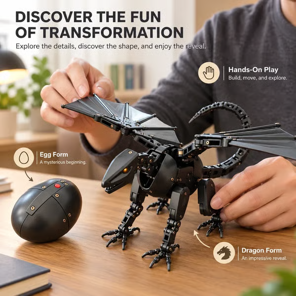 🔥 LAST DAY 49% OFF 🔥 🥚🐉 DragonMorph – Egg to Dragon Transforming Mechanical Toy