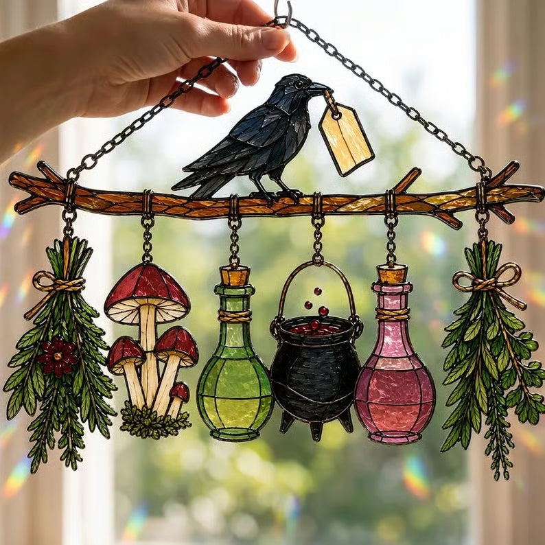 🔥 Last Day 50% OFF✨-🐦Gothic Raven Suncatcher for Magical Windows ⭐