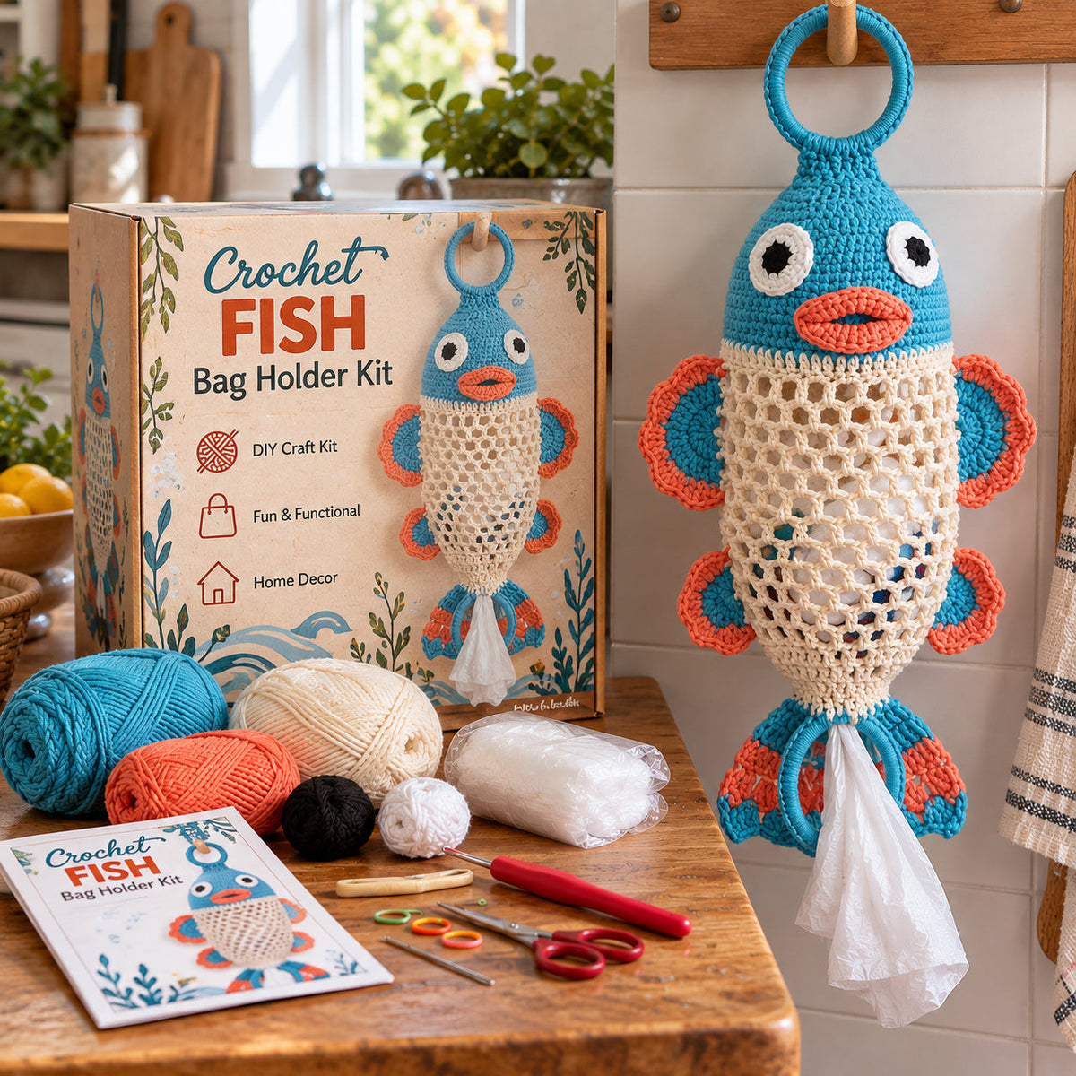 ⏰Last day Promotion 🔥-Crochet Animal Bag Holder DIY Kit – Cute & Functional Hanging Storage Craft Kit