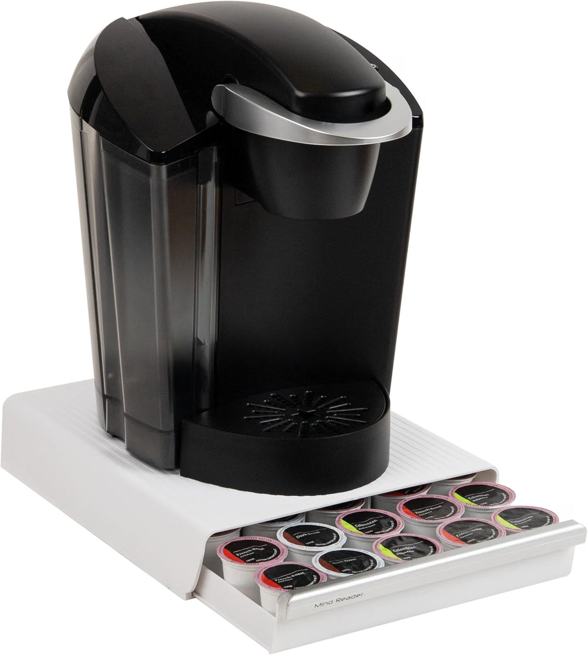 Mind Reader Single Serve Coffee Pod Drawer, 30 Pod Capacity, Countertop Organizer, 10.5"L x 12.75"W x 2.5"H, Black
