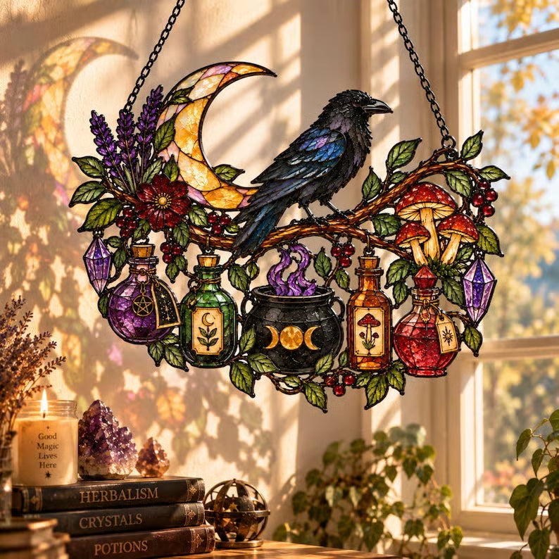 🔥 Last Day 50% OFF✨-🐦Gothic Raven Suncatcher for Magical Windows ⭐
