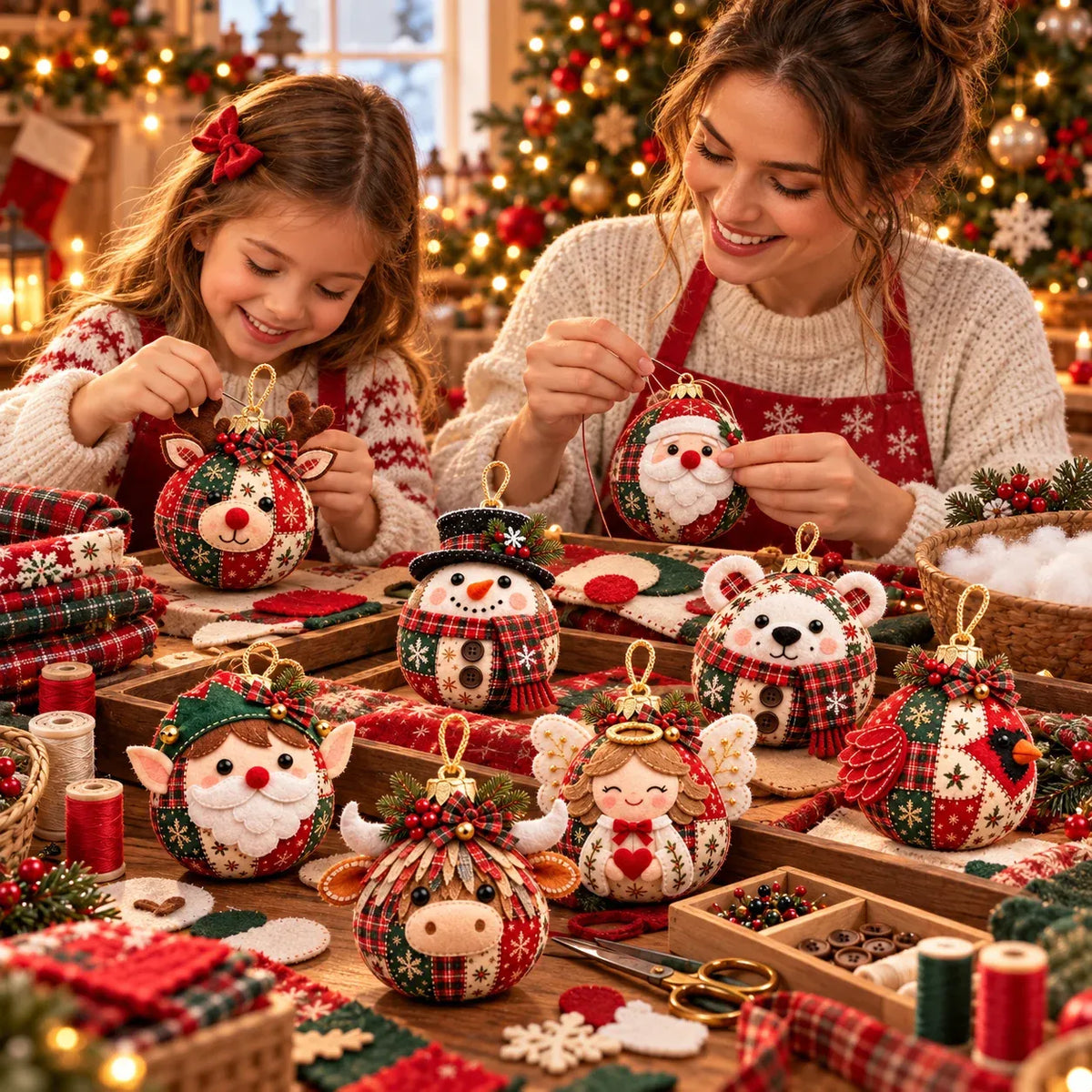🎄 50% OFF – DIY Patchwork Christmas Ornament Kit – Cozy Handmade Holiday Decor ✨