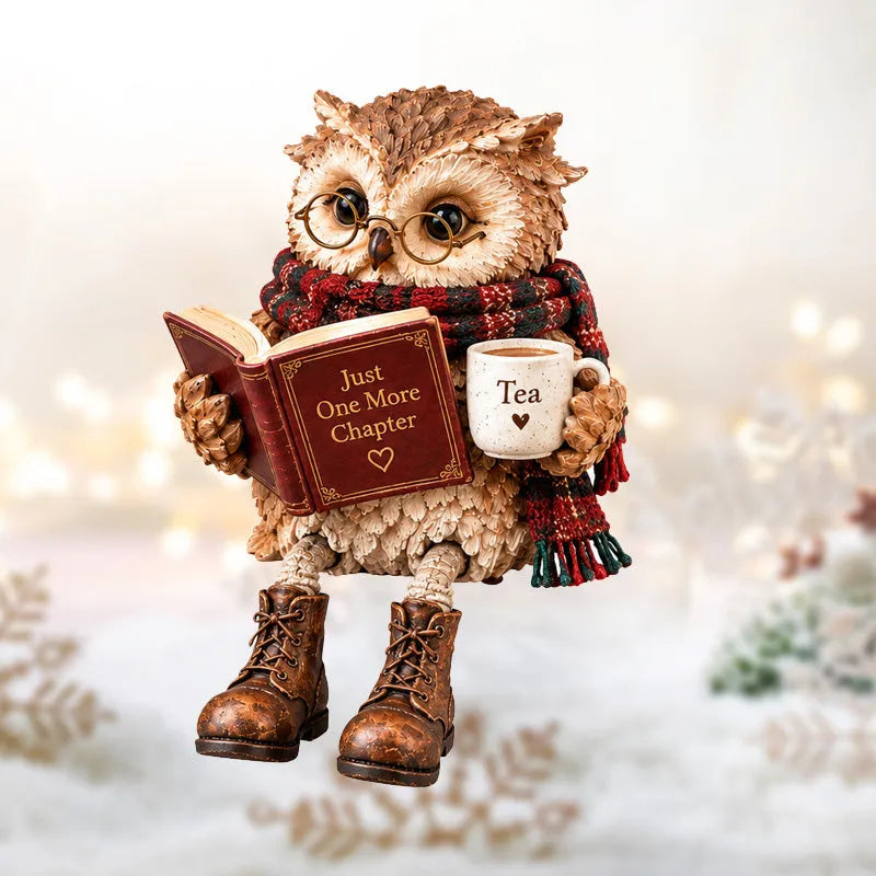 🔥 Last Day 50% OFF✨-🦉Heartwarming Reading Owl Figurine for Cozy Book Lover Decor 📚
