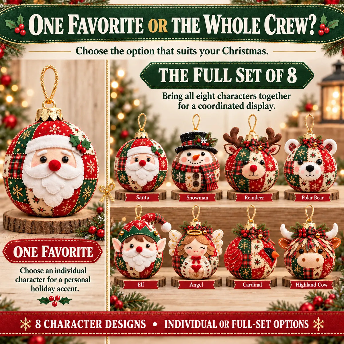 🎄 50% OFF – DIY Patchwork Christmas Ornament Kit – Cozy Handmade Holiday Decor ✨