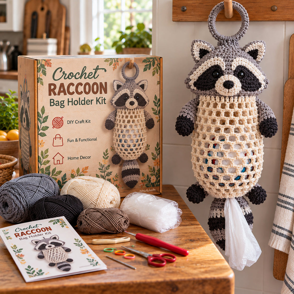 ⏰Last day Promotion 🔥-Crochet Animal Bag Holder DIY Kit – Cute & Functional Hanging Storage Craft Kit